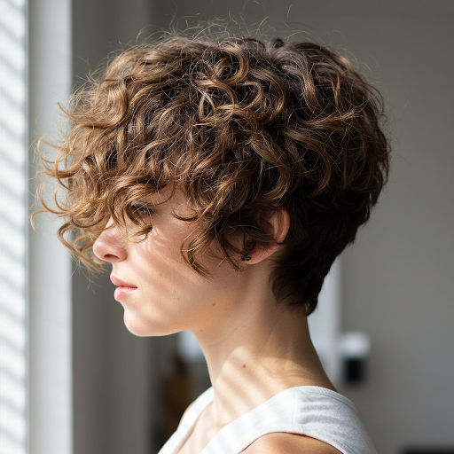 Dynamically Stacked Curly Bob
