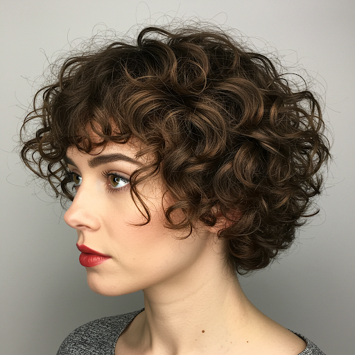 Retro-Inspired Curly Shag with Bangs
