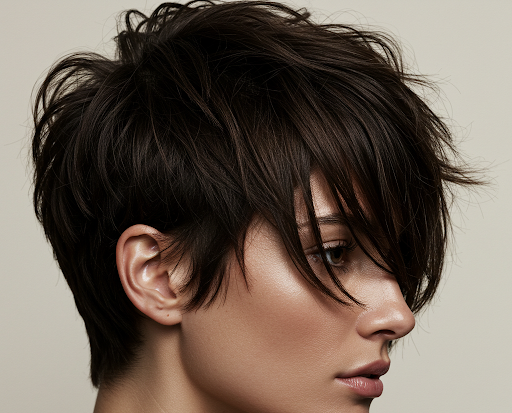 Side-Swept Bangs with a Short Cut