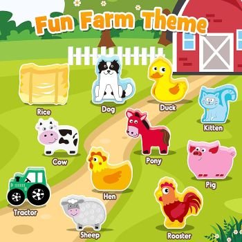 Wooden Farm Animal Stacking Game