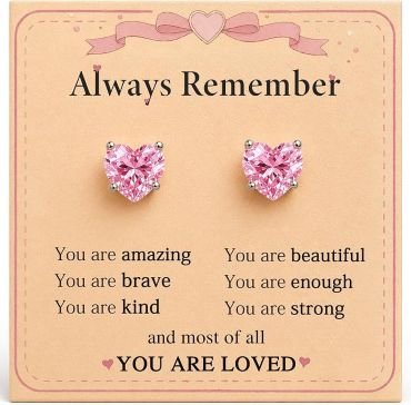 “You Are Loved” Heart Stud Earrings